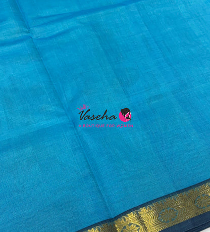 Pure Silk Cotton Sarees - Blue With Blue - VVPSC017