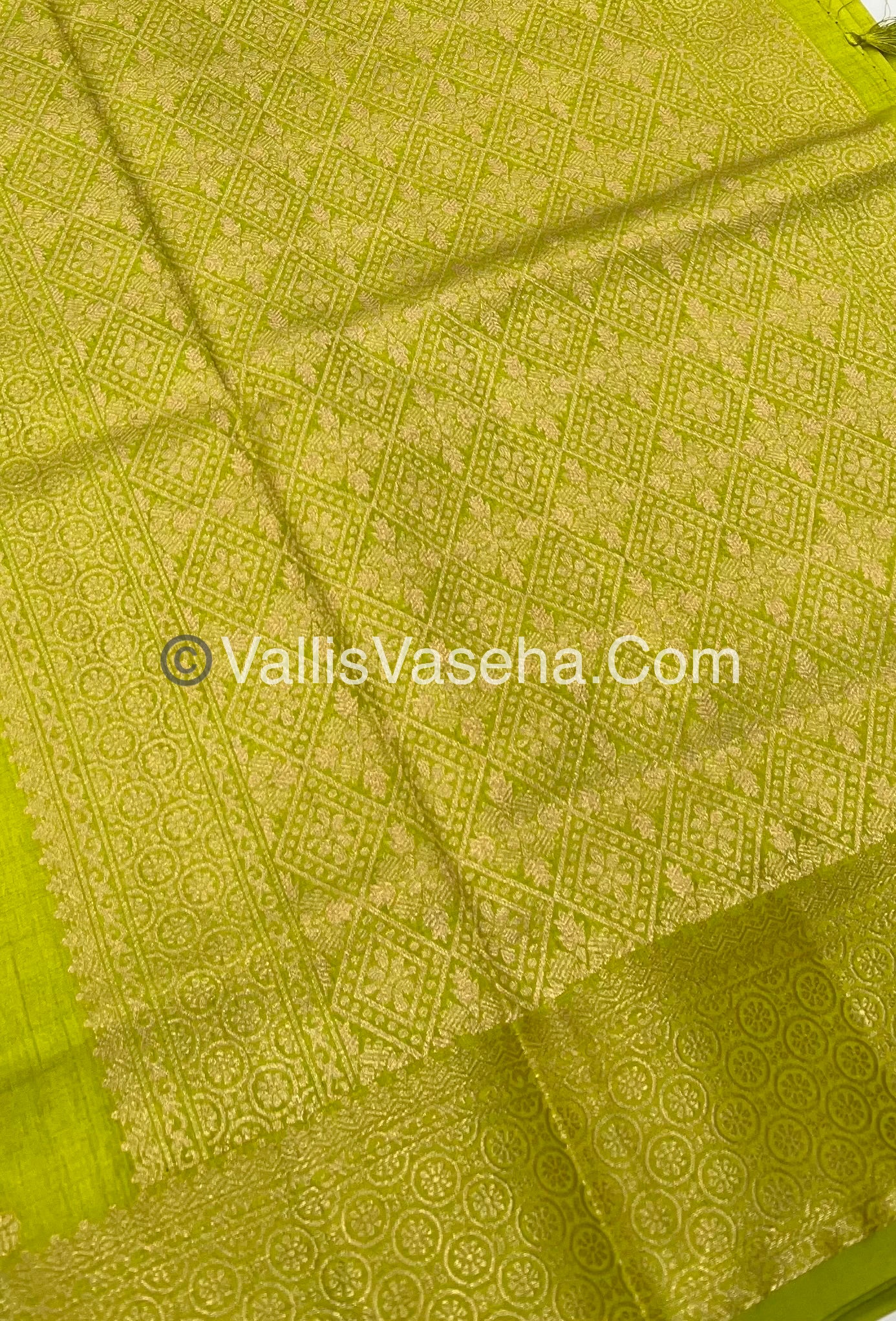 Semi Tussar Silk - Grand Pallu  - Green shade - VVSTS025