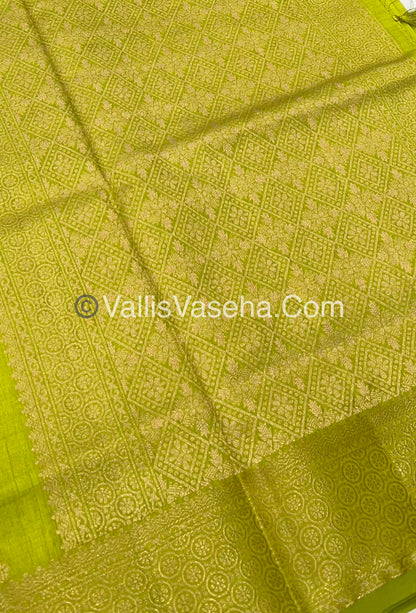 Semi Tussar Silk - Grand Pallu  - Green shade - VVSTS025