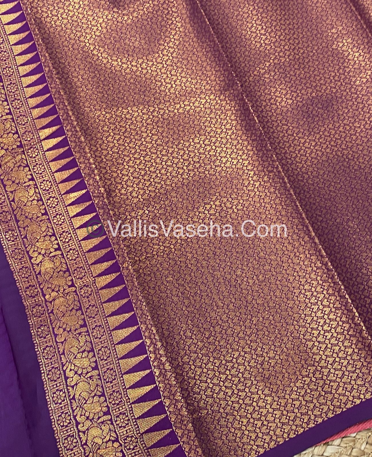Kanchi Semi Silk - Mayil & Chakkaram design - Onion Pink with Purple - VVKSS001