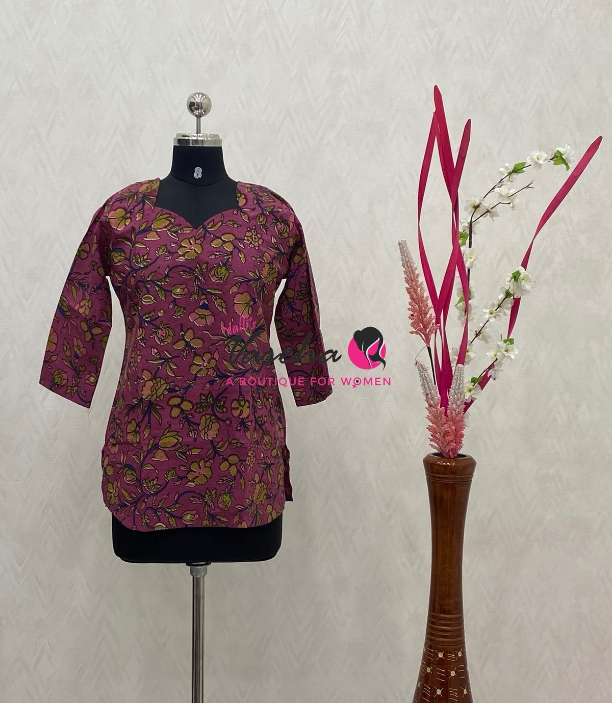 Ready Made - Short Top -  Pure Cotton Kalamkari  - VVRST004