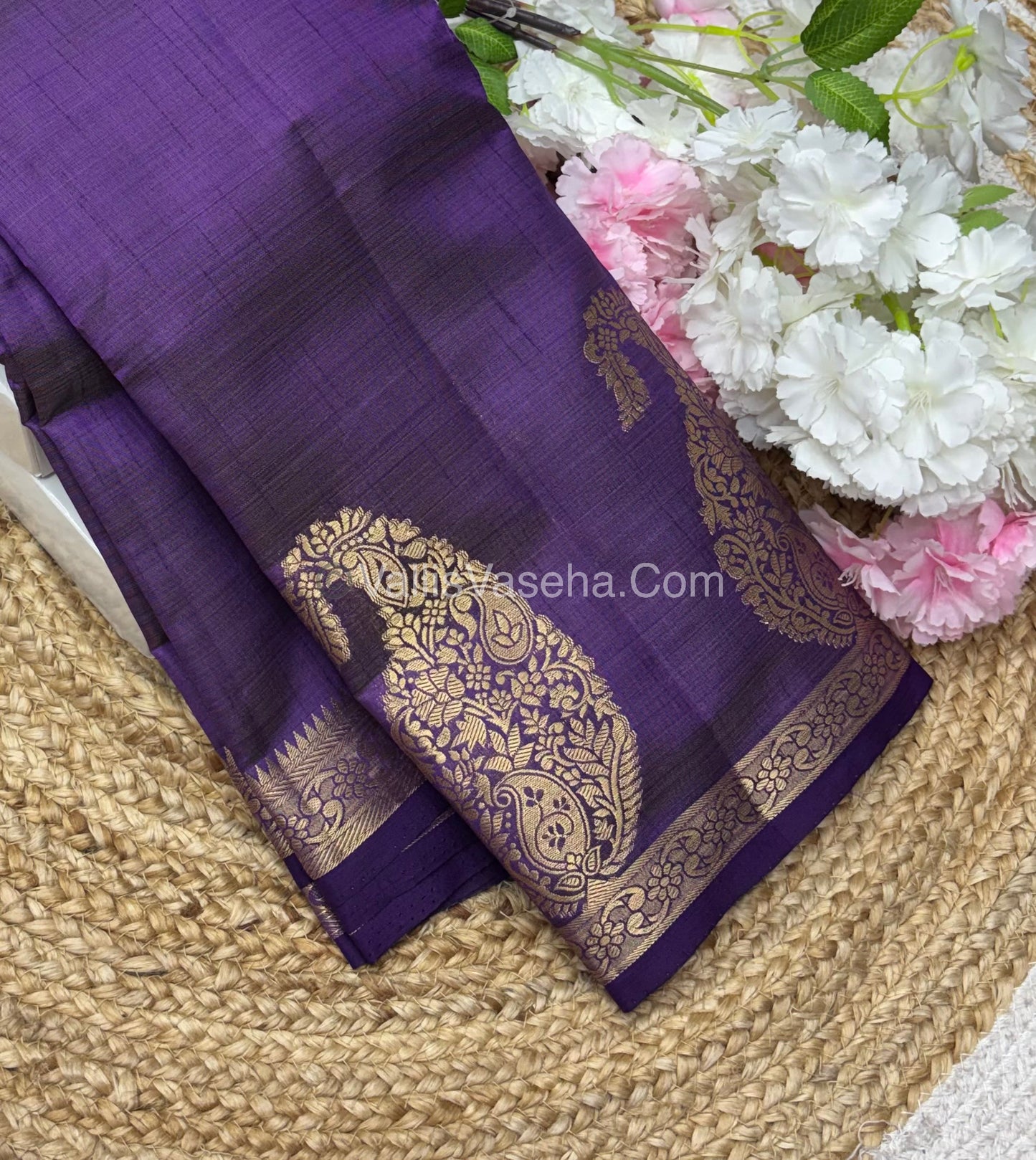 Semi Tussar Silk - Big Mango - Dark Purple Shade - VVSTS002