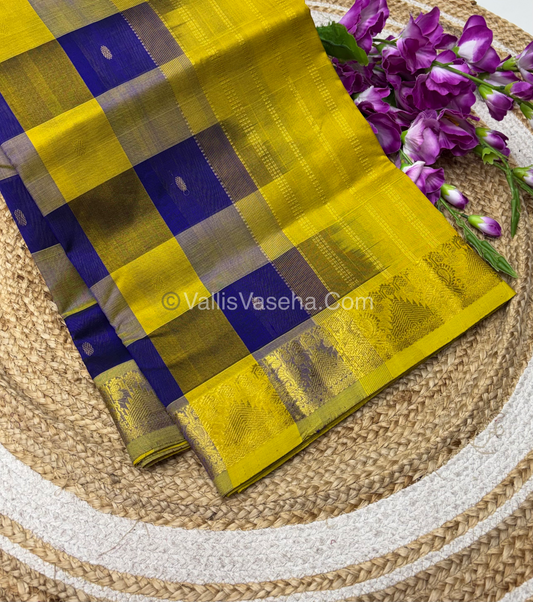 Pure Silk Cotton Saree - Pazhum Pazhamum Checks Design - VVPPSC02