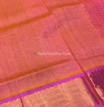 Pure Silk Cotton Saree - Mayil & Chakkaram Design - Pink With Peach Shade - VVMC002