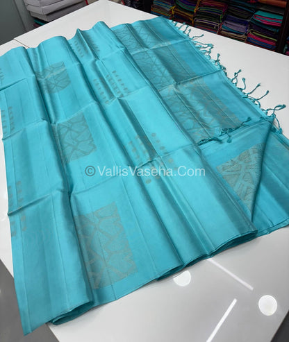 Pure Soft Silk Saree - Light weight - Borderless - Very Light Blue  - VVPSS027