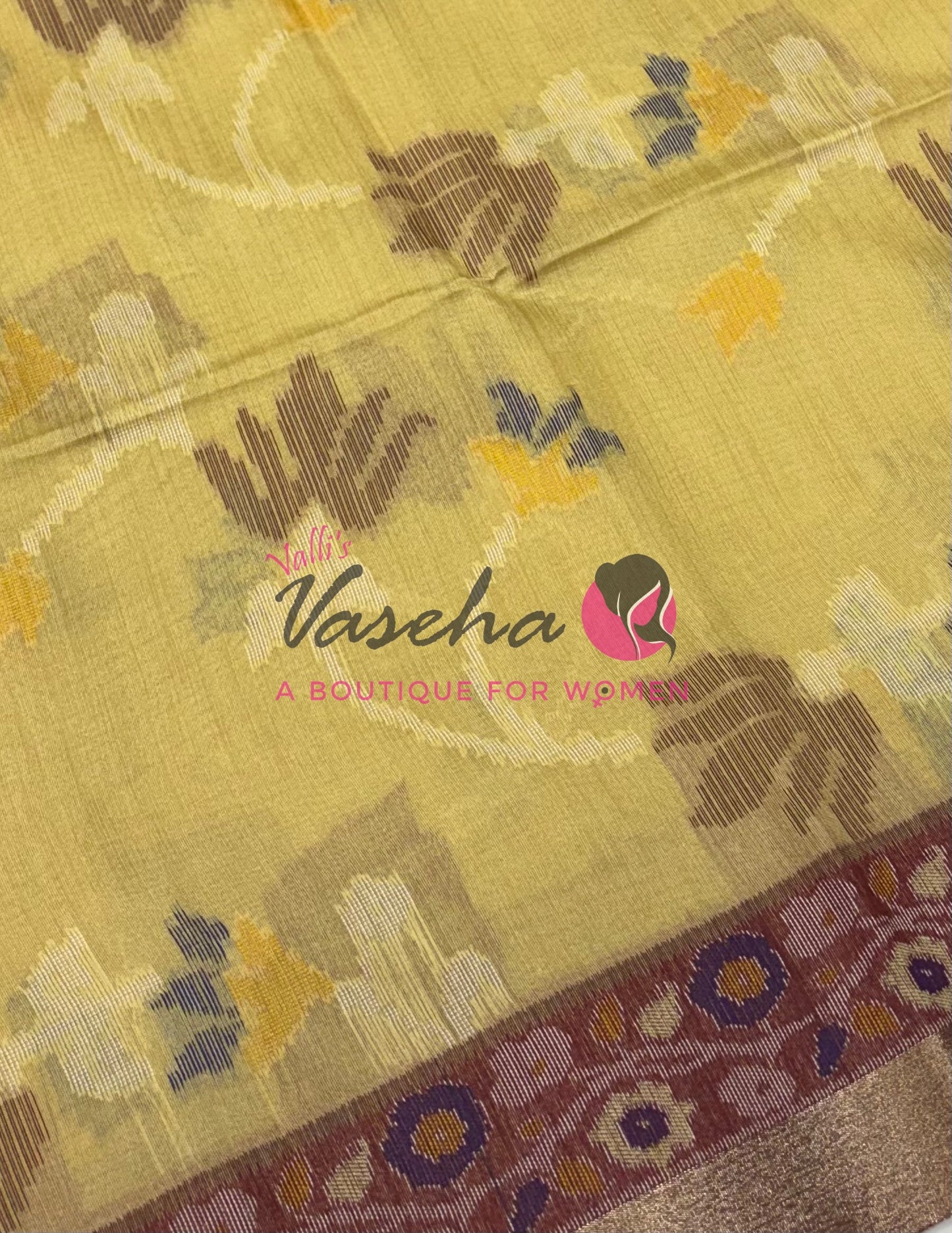 Semi Raw Silk - Cream With Maroon Shade - VVRS009