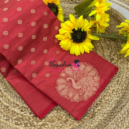 Semi Tussar Silk Saree | Red Shade |VVSTS056