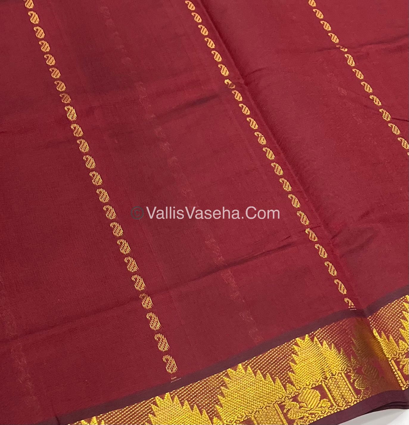 Semi Silk Cotton Saree - Maroon With Blue Shade - VVSSC005