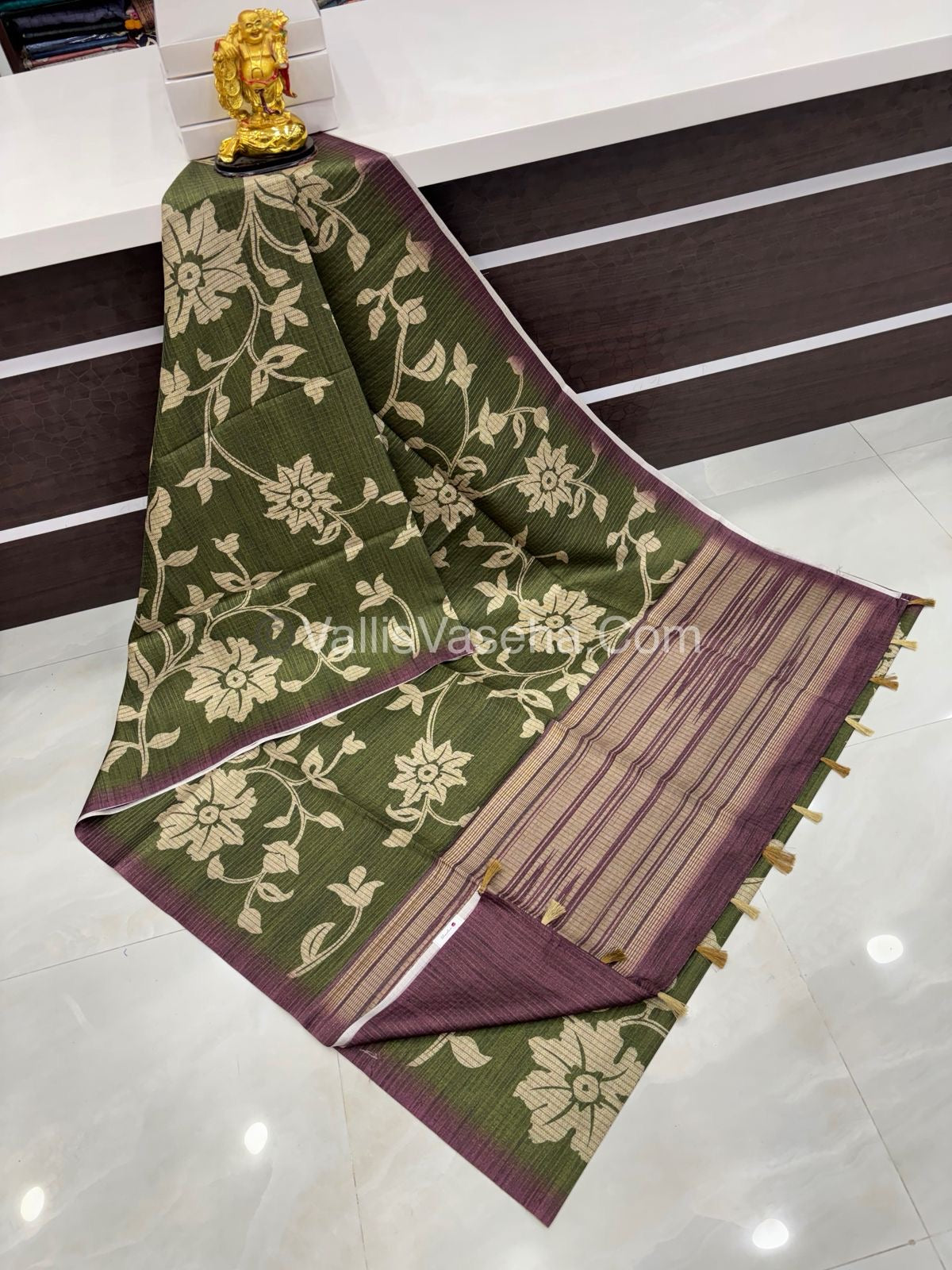 Art Tussar / Art Silk - Green & Brown - VVATS003