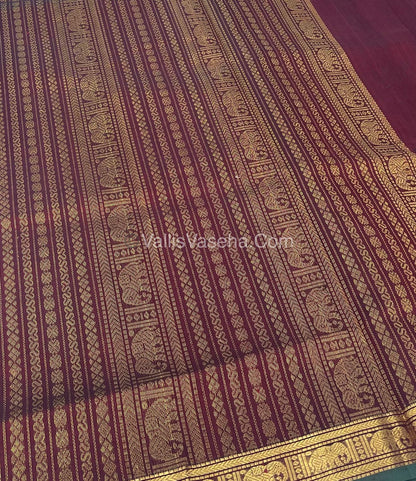 Pure Silk Cotton Saree - Retta Mayil Design - VVRMS001