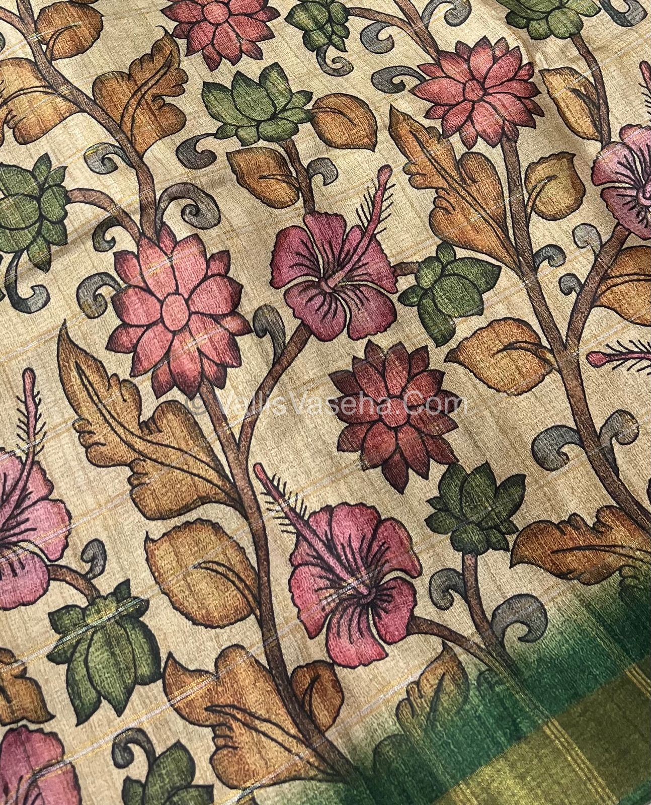 Semi Gicha Tussar Silk Saree - checks pattern - VVSGT001