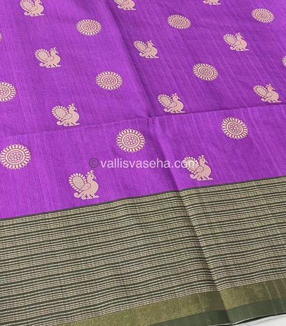 Semi Chappa Silk - Purple with Green - VVSC003