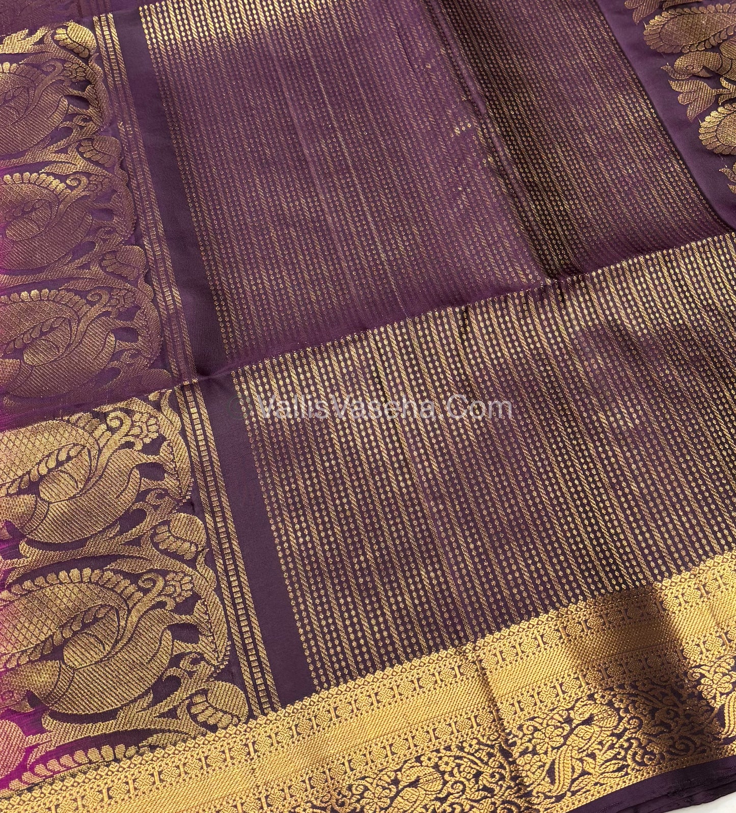 Pure Soft Silk Saree - Kanchi Border - Dark Pink & Dark Purple Combo - VVPSS046