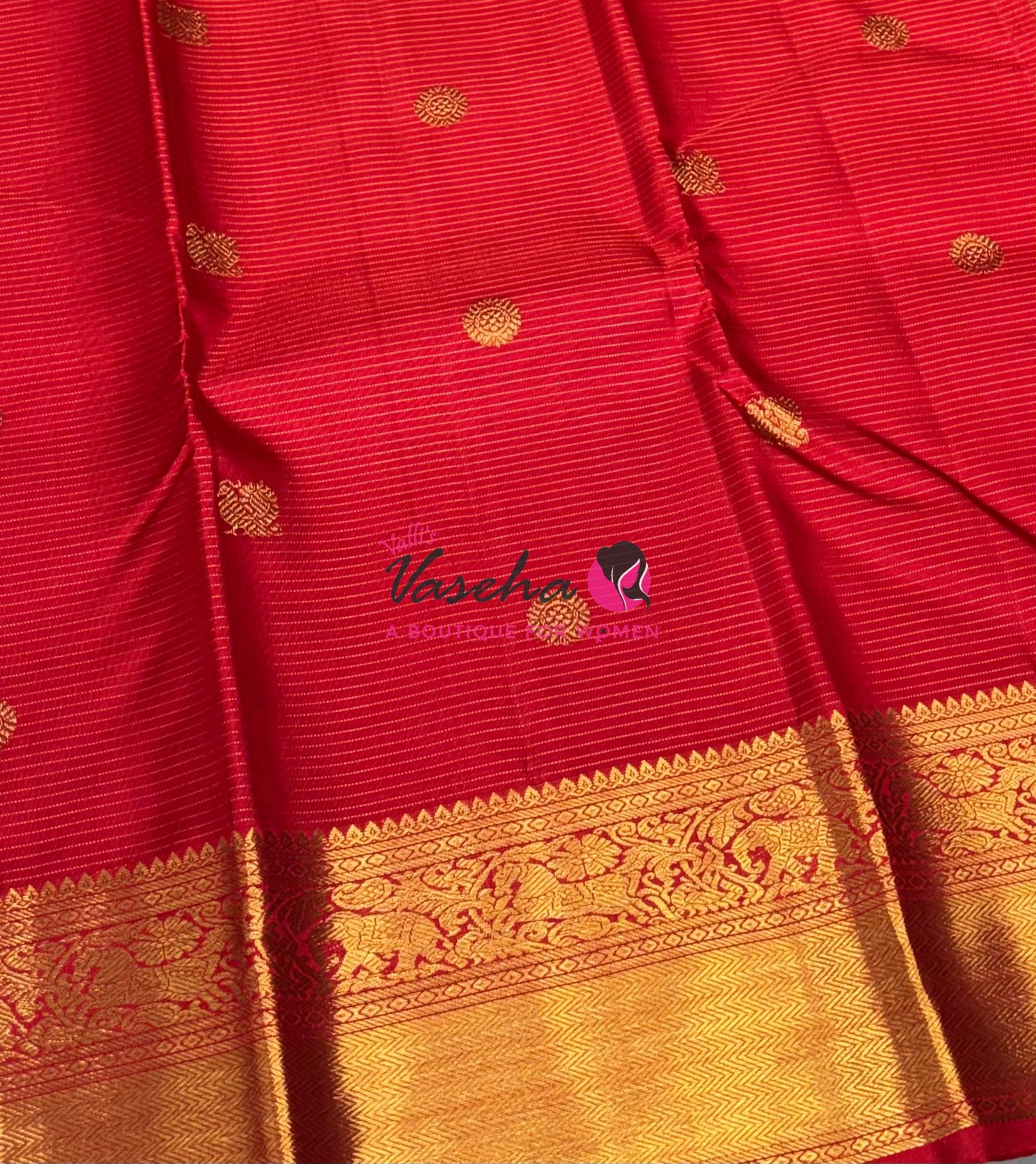 Pure Kanchipuram Silk Saree - Vairavoosi Design  - Red Shade - VVPS060