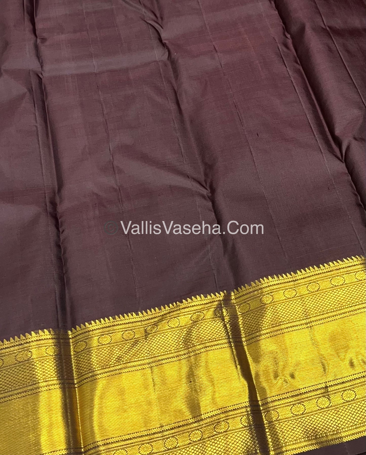 Pure Kanchipuram Silk Saree - Dark Rust Orange with Wine Brown Combo - VVPS012