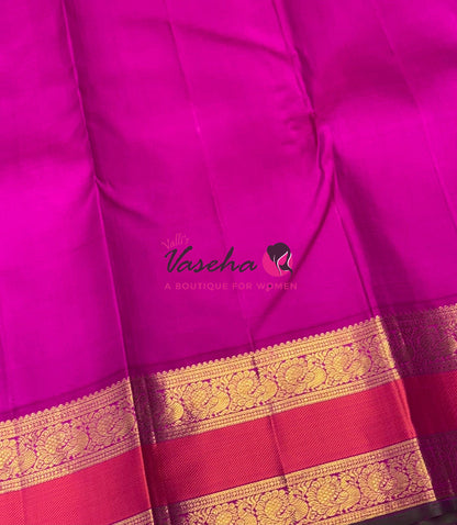 Pure Vintage Korvai Kanchipuram Silk Saree - Blue & Pink Combo - VVPS038
