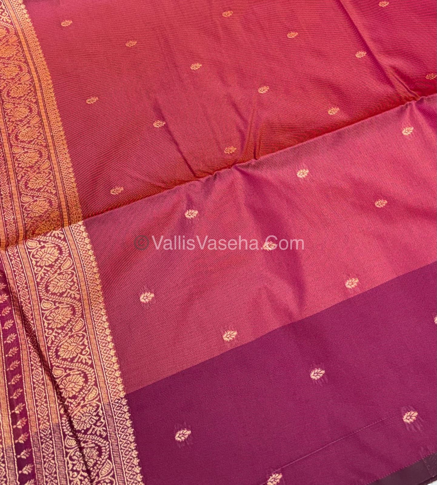 Semi Soft Silk - Peachish Gold With Purplish Pink Shade -VVSSS031 - 3