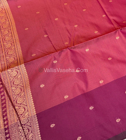 Semi Soft Silk - Peachish Gold With Purplish Pink Shade -VVSSS031 - 3