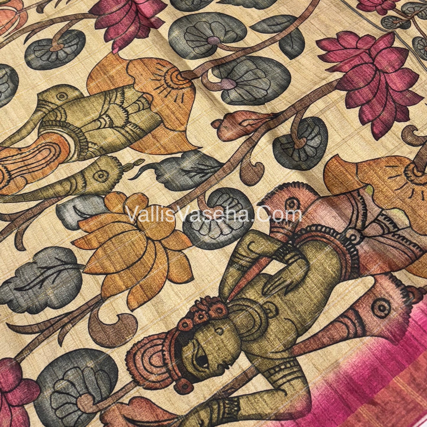 Semi Gicha Tussar Saree - checks pattern - VVSGT001