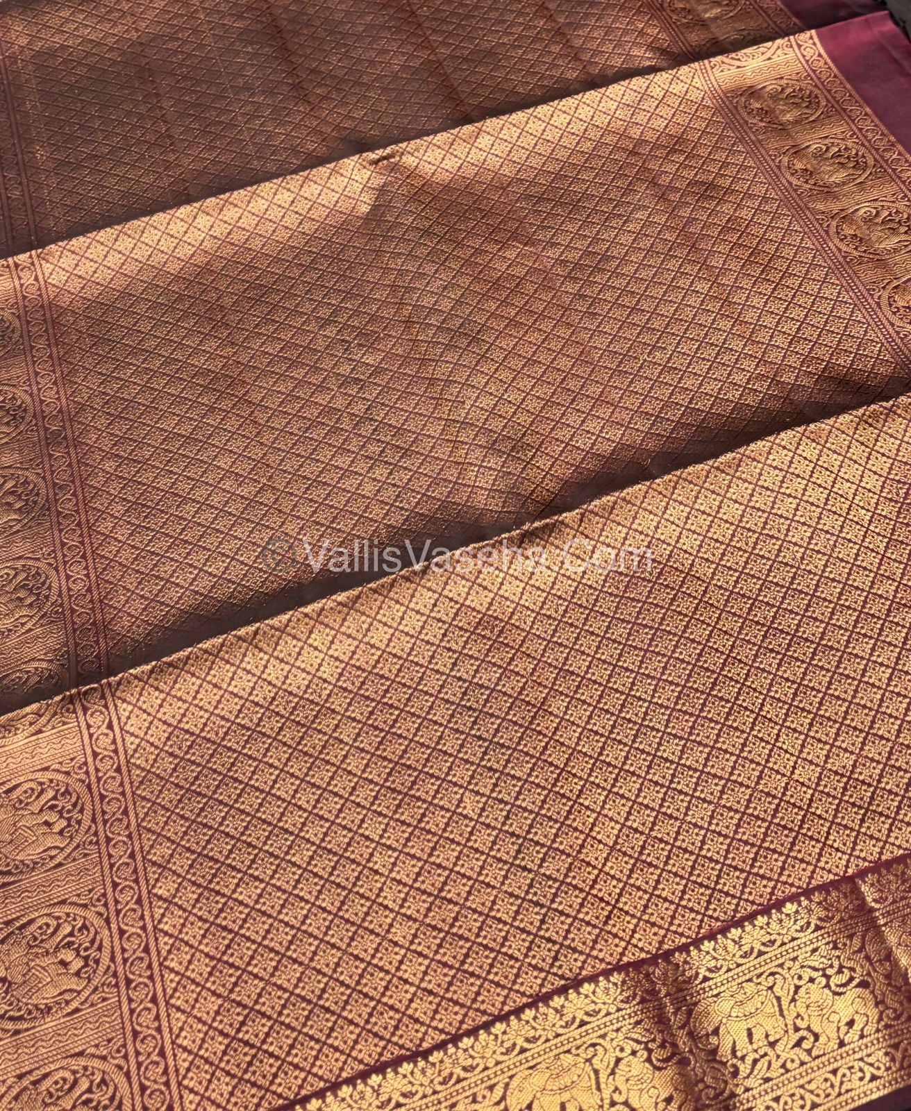 Pure Soft Silk Saree - Kanchi Border -  Maroon Shade - VVPSS046