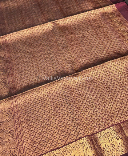 Pure Soft Silk Saree - Kanchi Border -  Maroon Shade - VVPSS046