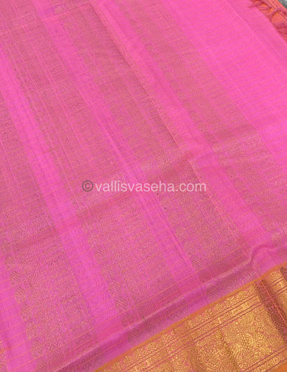 Pure Silk Cotton Saree - Light Peach With Pink Shade - Lakshadeepam Design - VVPLD001