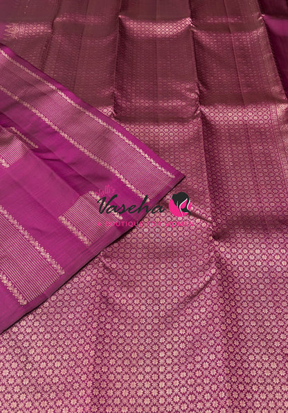 Pure Kanchipuram Silk Saree - Purplish Pink Shade - VVPS054