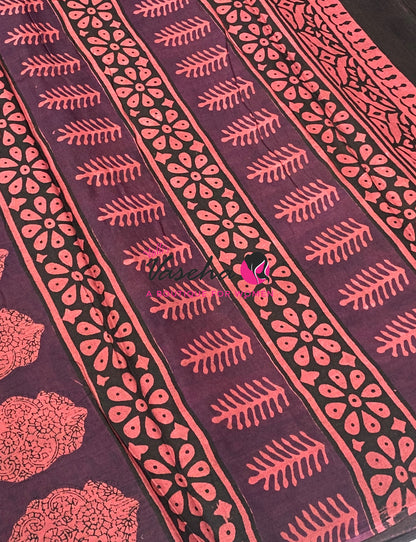 Pure Soft Mul Mul Cotton Sarees - Hand Block Prints - VVMMC011