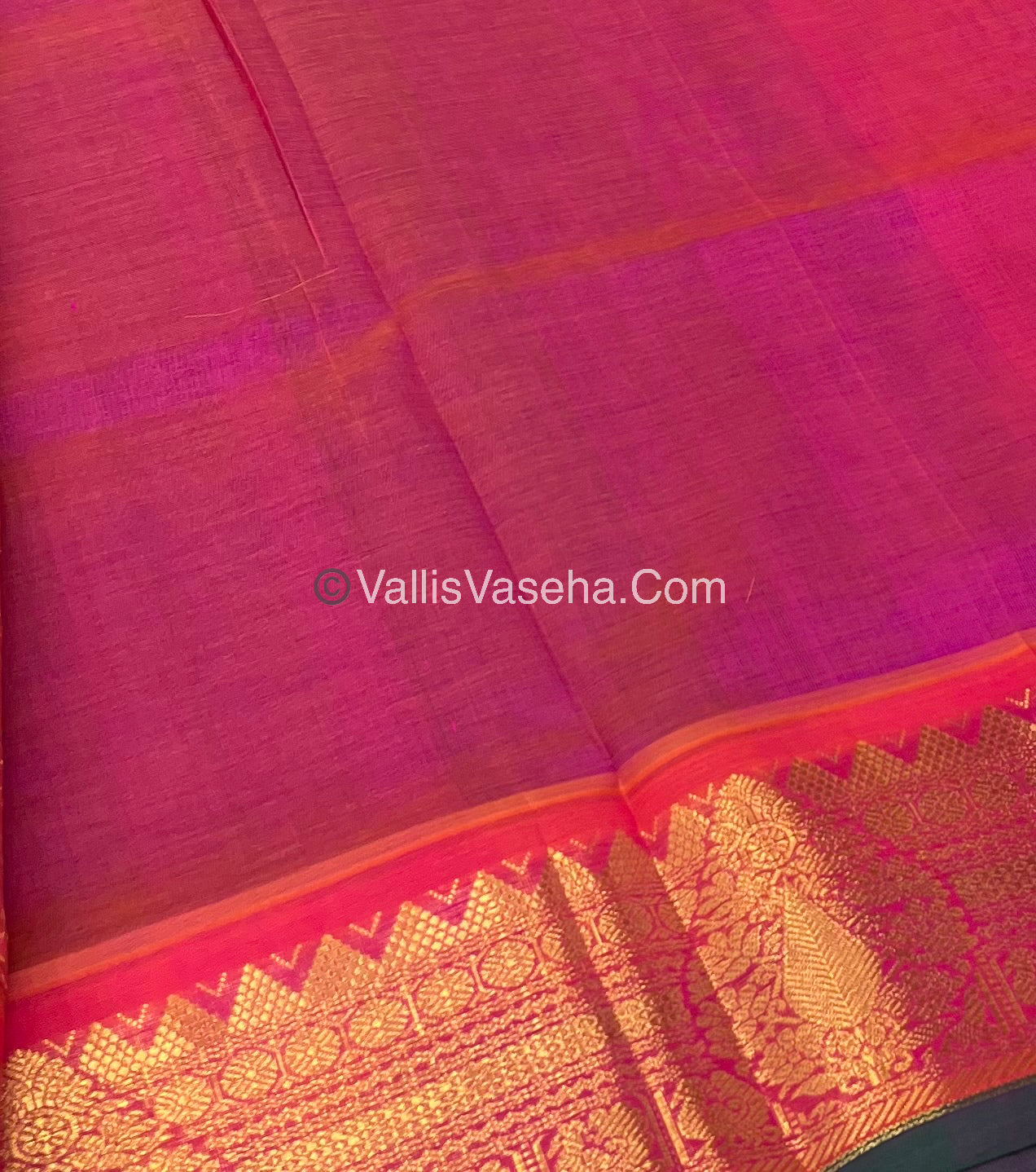 Pure Korvai Silk Cotton Saree - Blue with Peach - VVKSC019