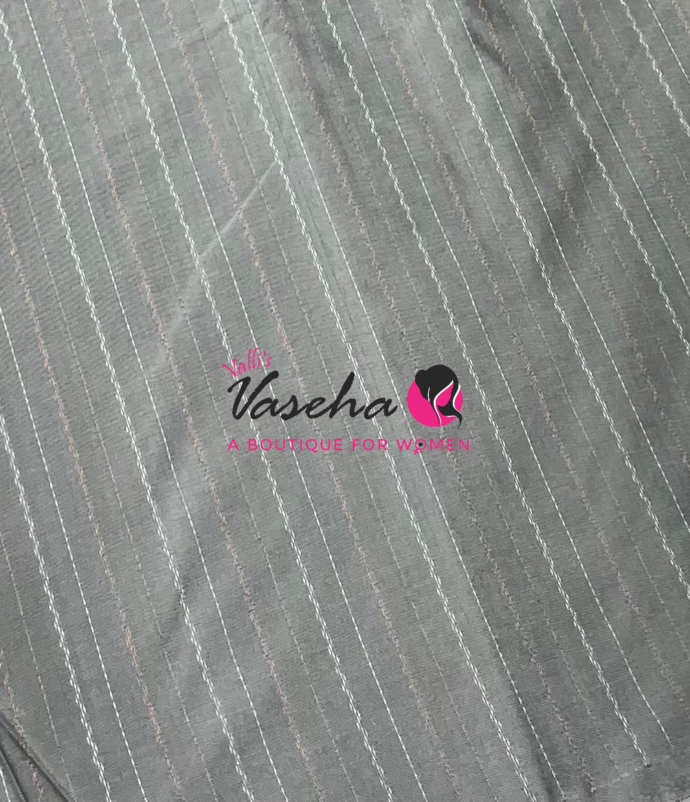 Semi Silk Saree - Zig Zag Vairavoosi Lines Style - VVSS003