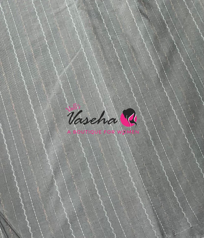 Semi Silk Saree - Zig Zag Vairavoosi Lines Style - VVSS003