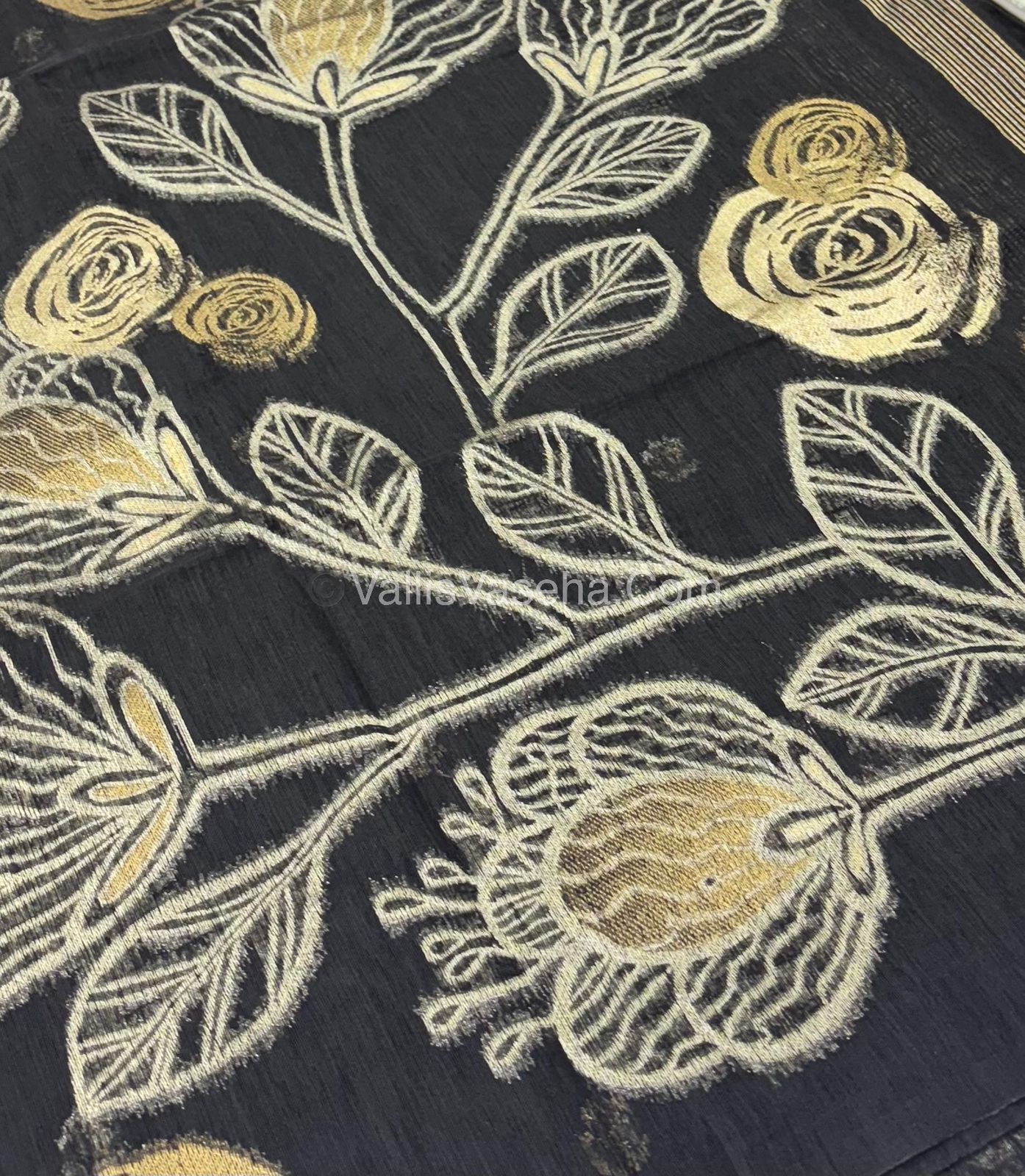 Linen Mixed Jute Silk Saree - Black Shade - VVLMJ002