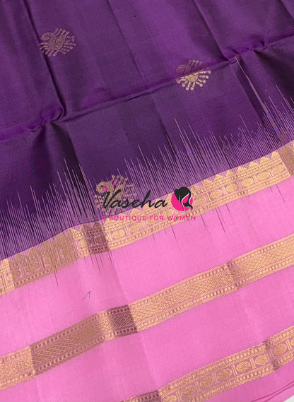 Pure Soft Silk Saree - Purple & Baby Pink - VVPSS087