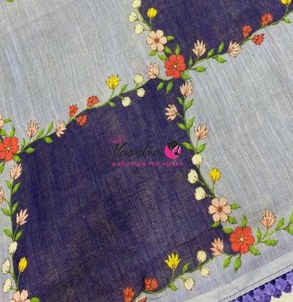 Linen Tissue Saree -  Light & Dark Combo - Violetish purple Shade - VVLTS007 - Chart No. 2