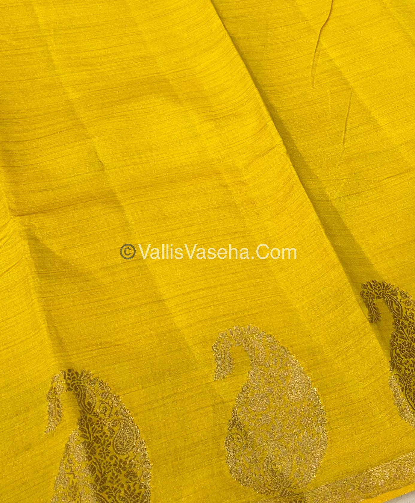 Semi Tussar Silk  - Yellow Shade - Small Mango Butta - VVSTS002