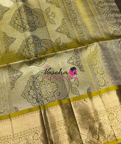 Half Mix - Pure Soft Silk Saree - Vairavoosi Design - Green & Lemon Green - VVPSS147