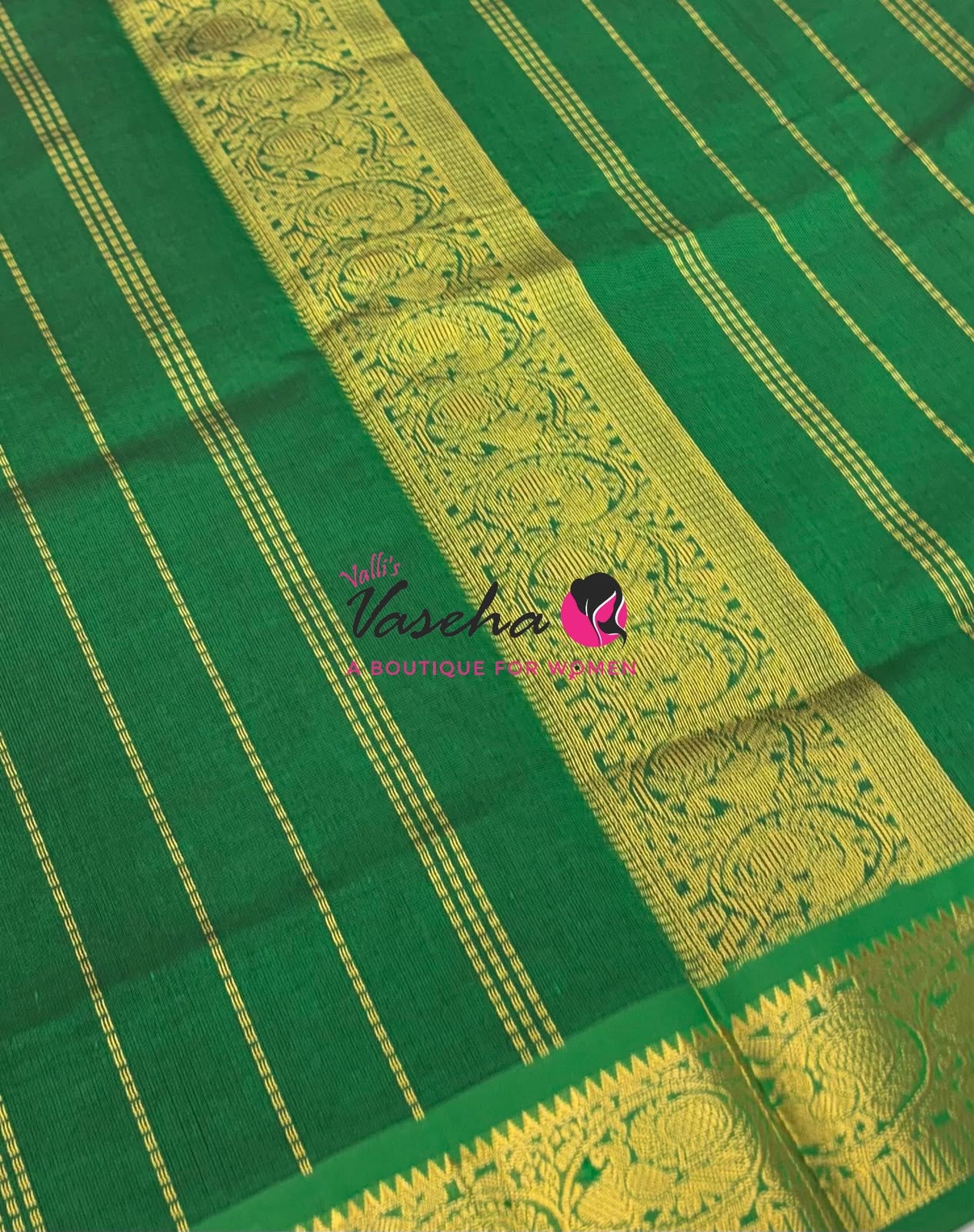 Semi Silk Cotton Saree - Small Round with Zari Butta  -  VVSSC014