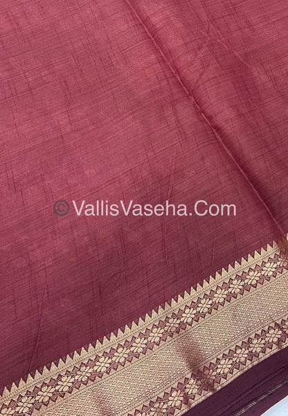 Semi Tussar Silk - Grand Pallu  - Dark Maroon Shade - VVSTS017