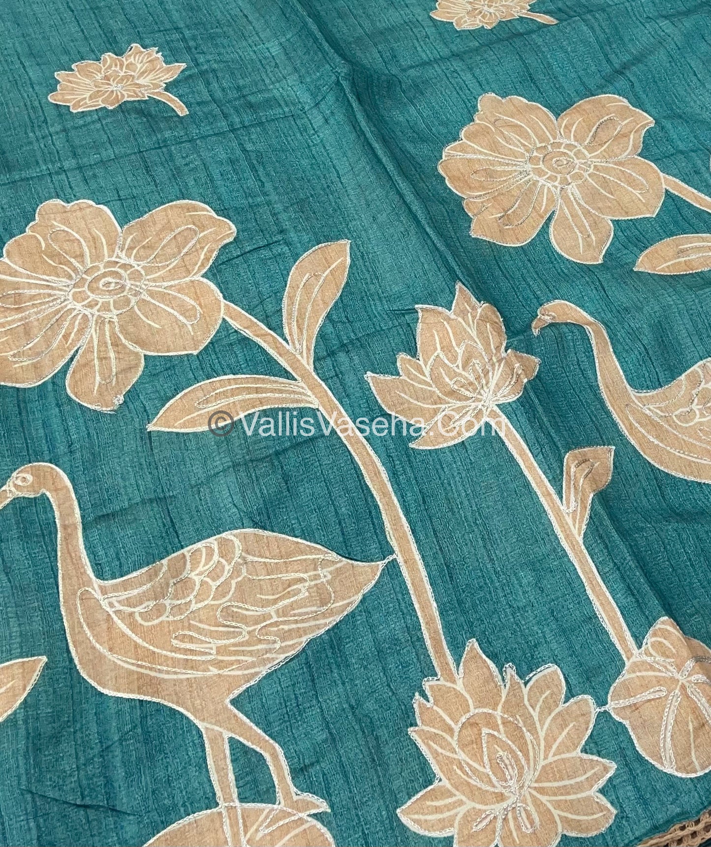 Semi Raw Silk with embroidery work - VVSRS001