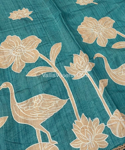 Semi Raw Silk with embroidery work - VVSRS001