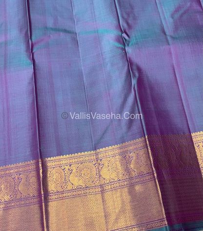 Pure Kanchipuram Silk Saree - Vaira Voosi design - Purple & Dual Tone Blue Shade - VVPS027