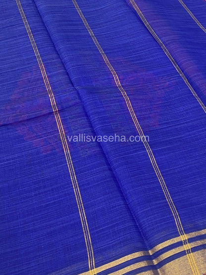Mixed Cotton Saree | Dark Pink And Blue | Happy sale | 30% less  - VVHS005