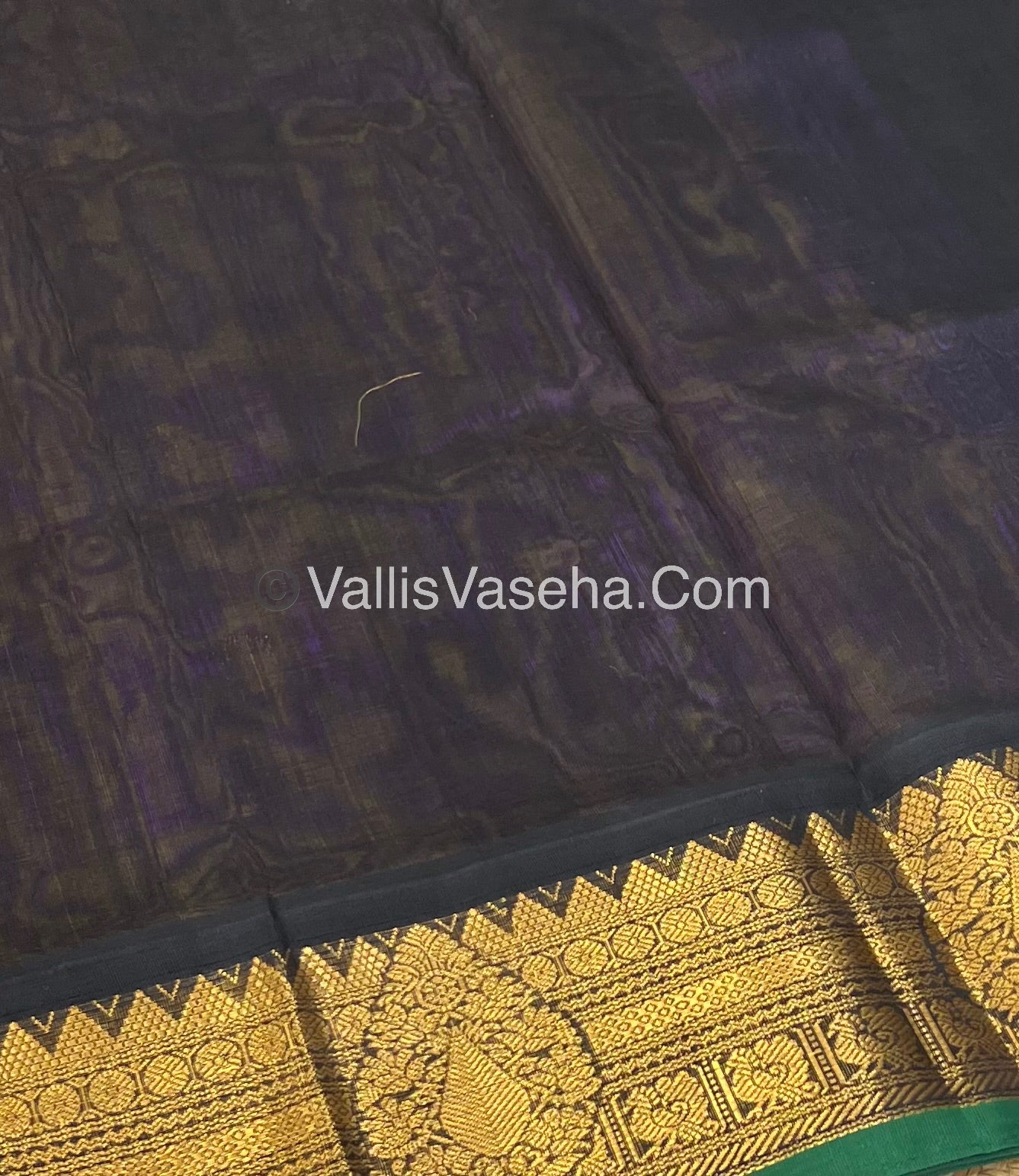 Pure Korvai Silk Cotton Saree - Pinkish Grey with Black - VVKSC019