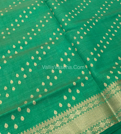Semi Tussar Silk - Grand Pallu  - Green Shade - VVSTS017