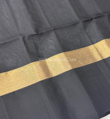 Half Mixed Soft Silk Saree - Grey with Black - VVPSS028