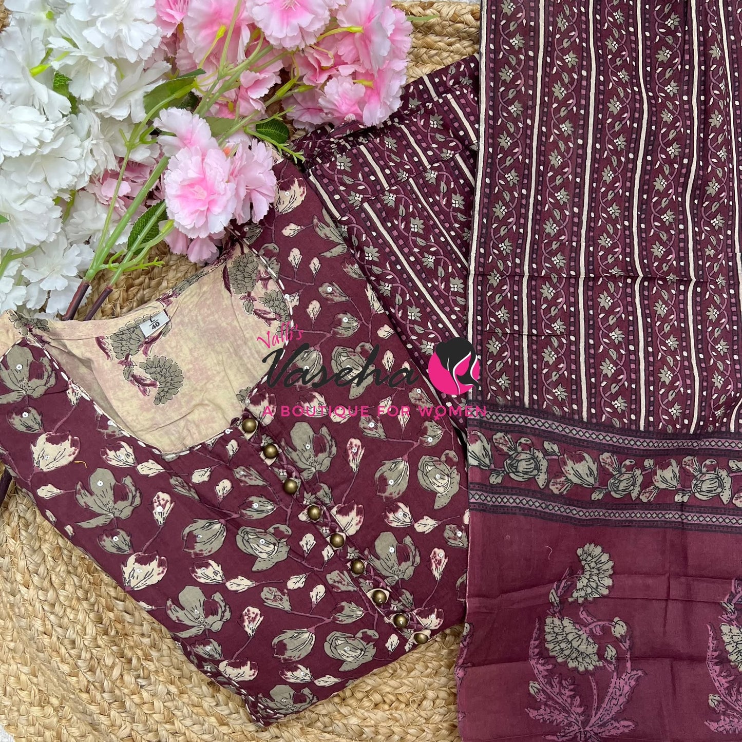 Ready Made - Anarkali - Salwar, Kameez & Duppatta(3pc)- Printed Cotton - VVAS012