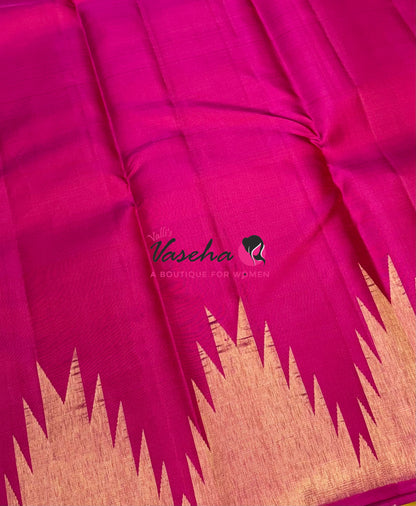 Pure Vintage Kanchipuram Silk Saree  - Thalampoo - Pink Shade VVPS019