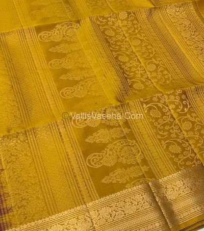 Pure Soft Silk Saree - Kanchi Border - Purplish Pink & Mustard Combo - VVPSS046