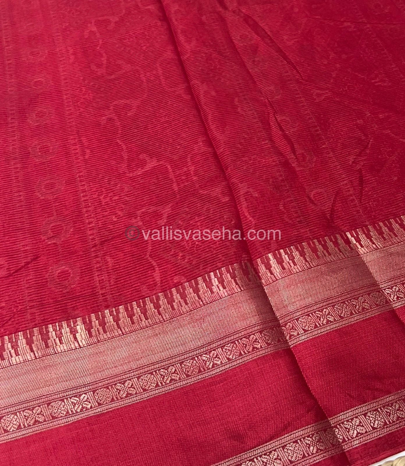 Casual Wear Saree - Fancy Mixed Cotton - Red Shade - VVFMC002