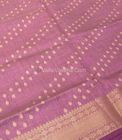 Semi Tussar Silk - Grand Pallu  - Onion Pink / Lilac Shade - VVSTS017